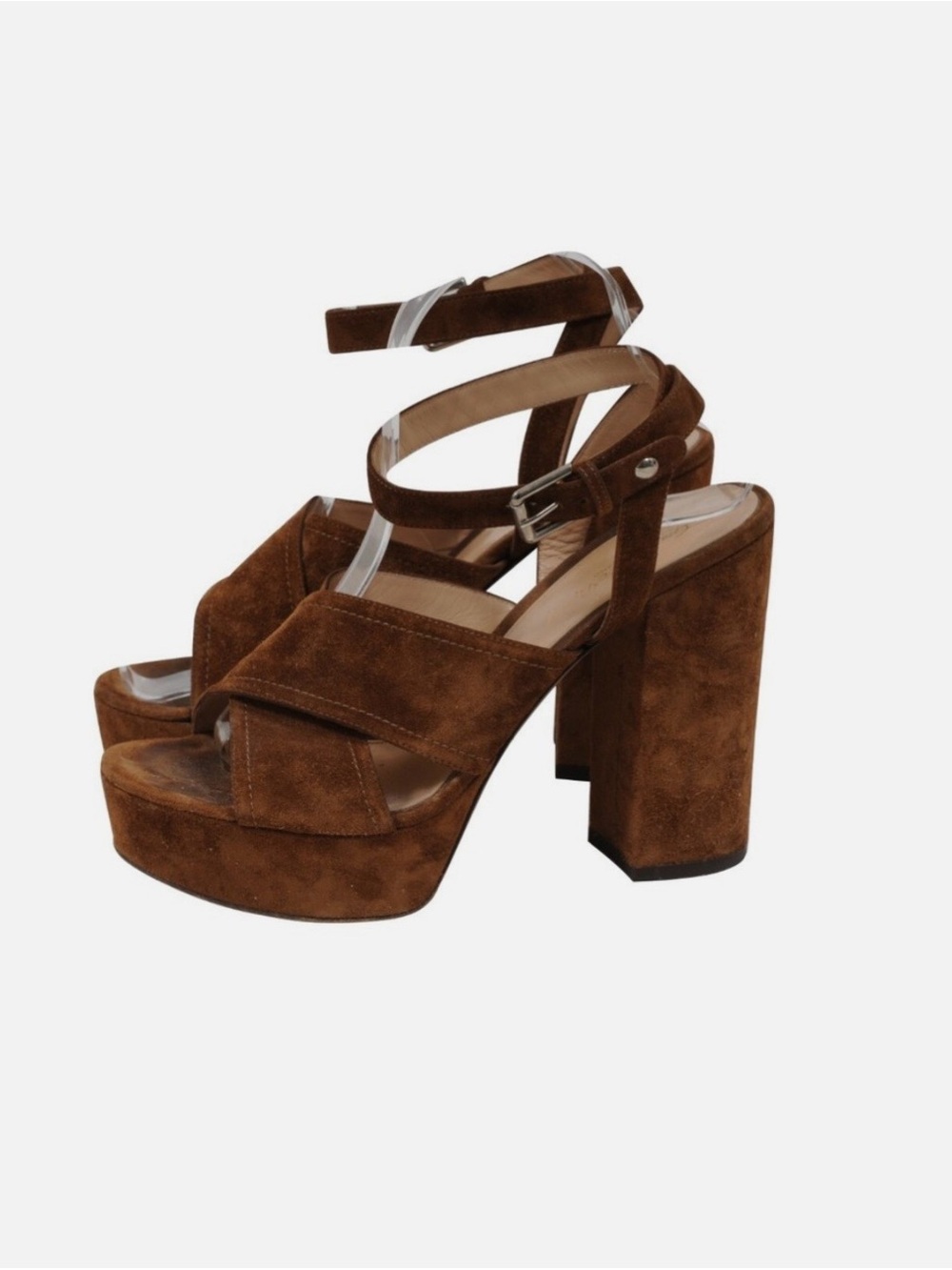 Authentic GIANVITO ROSSI genuine Suede Platform Block Heels-HUGE DISCOUNT